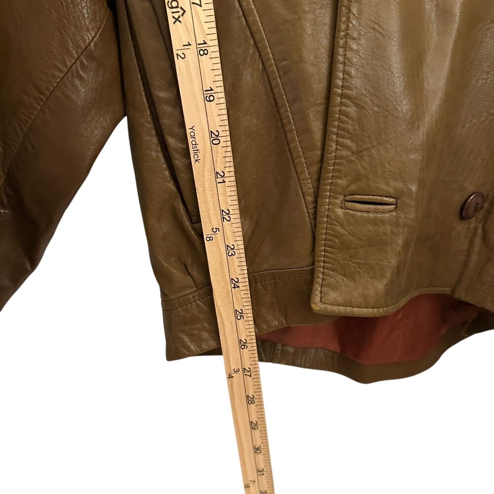Ann Taylor Vintage 1980s Brown Soft Leather V-Neck Jacket Shoulder Pads – Size 8 - Picture 7 of 9
